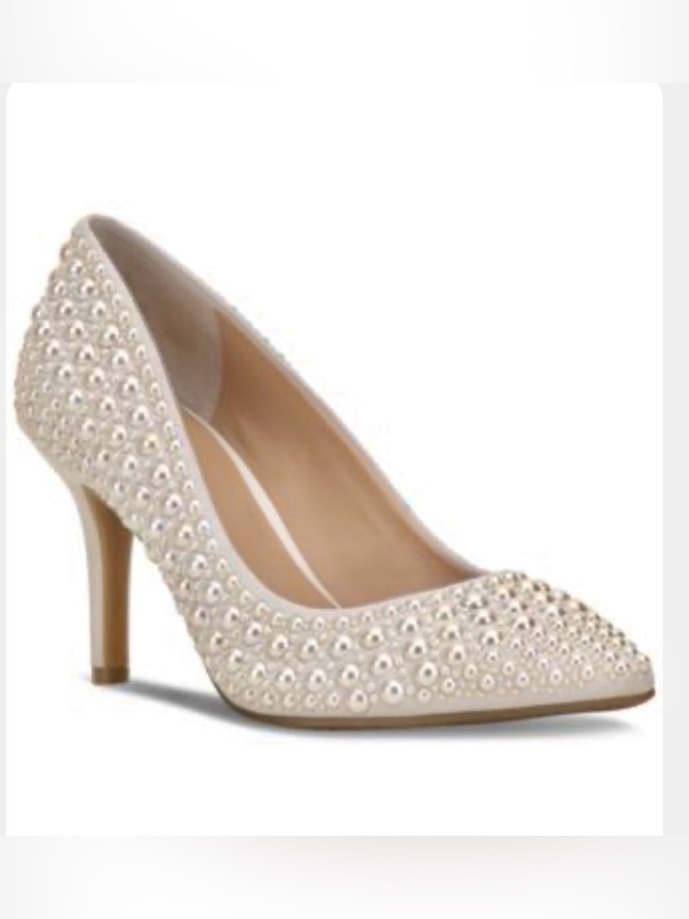INC International Concept Zitah Pointed Toe Ivory Pearl-Embellished Pump Size 5